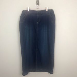 Defuze Long Dark Wash Denim Skirt